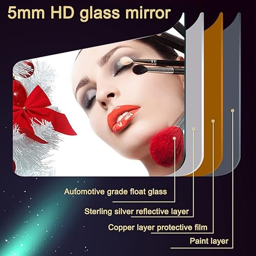 Miniatura 2 de Espejo de baño ovalado negro con luz LED, espejo de pared con marco de aluminio, espejo decorativo, espejo de maquillaje con iluminación LED,