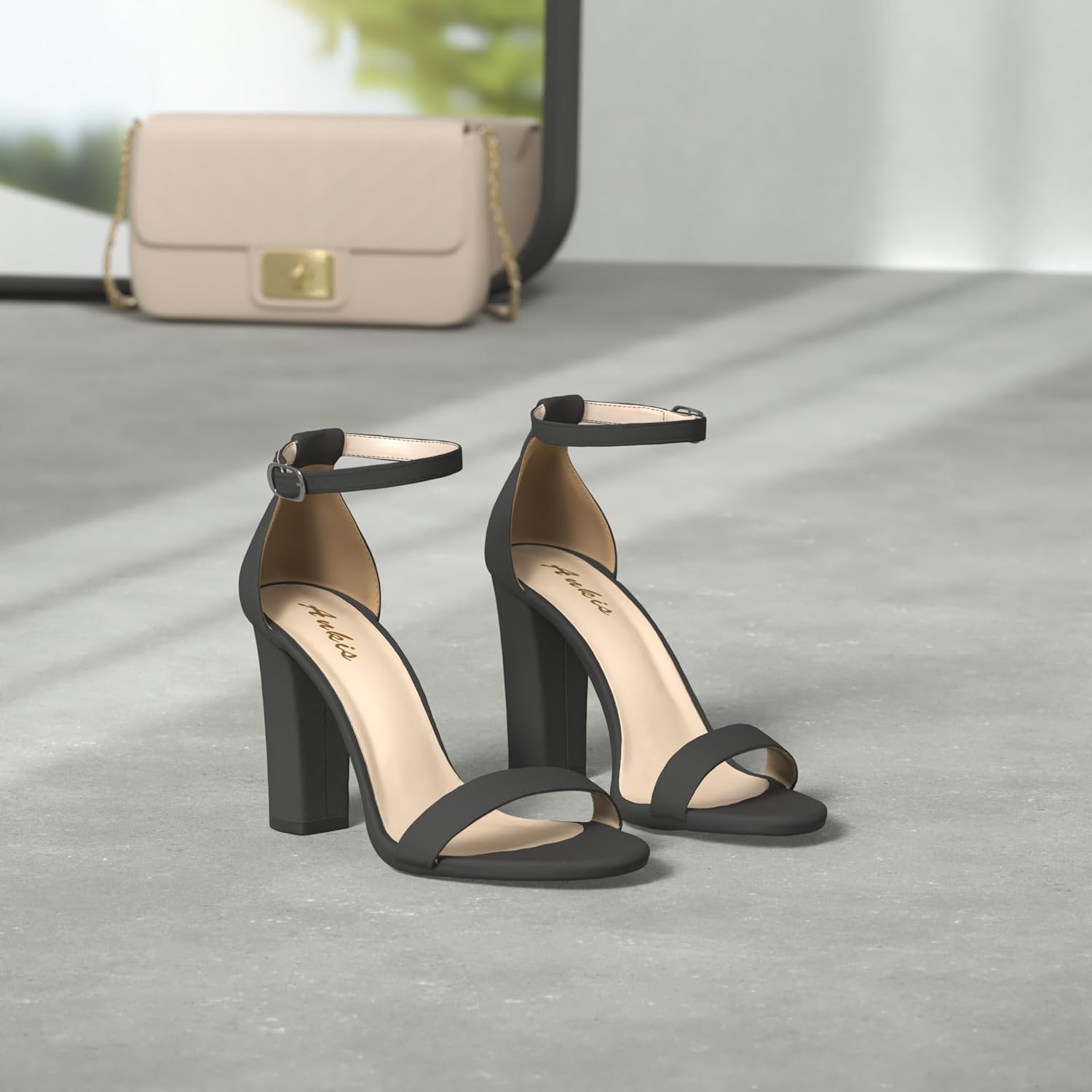 Ankis White Heels Wedding Shoes for Bride Women Chunky Heels Pearl High Heels Heeled Sandals 4 Inch - Image 3