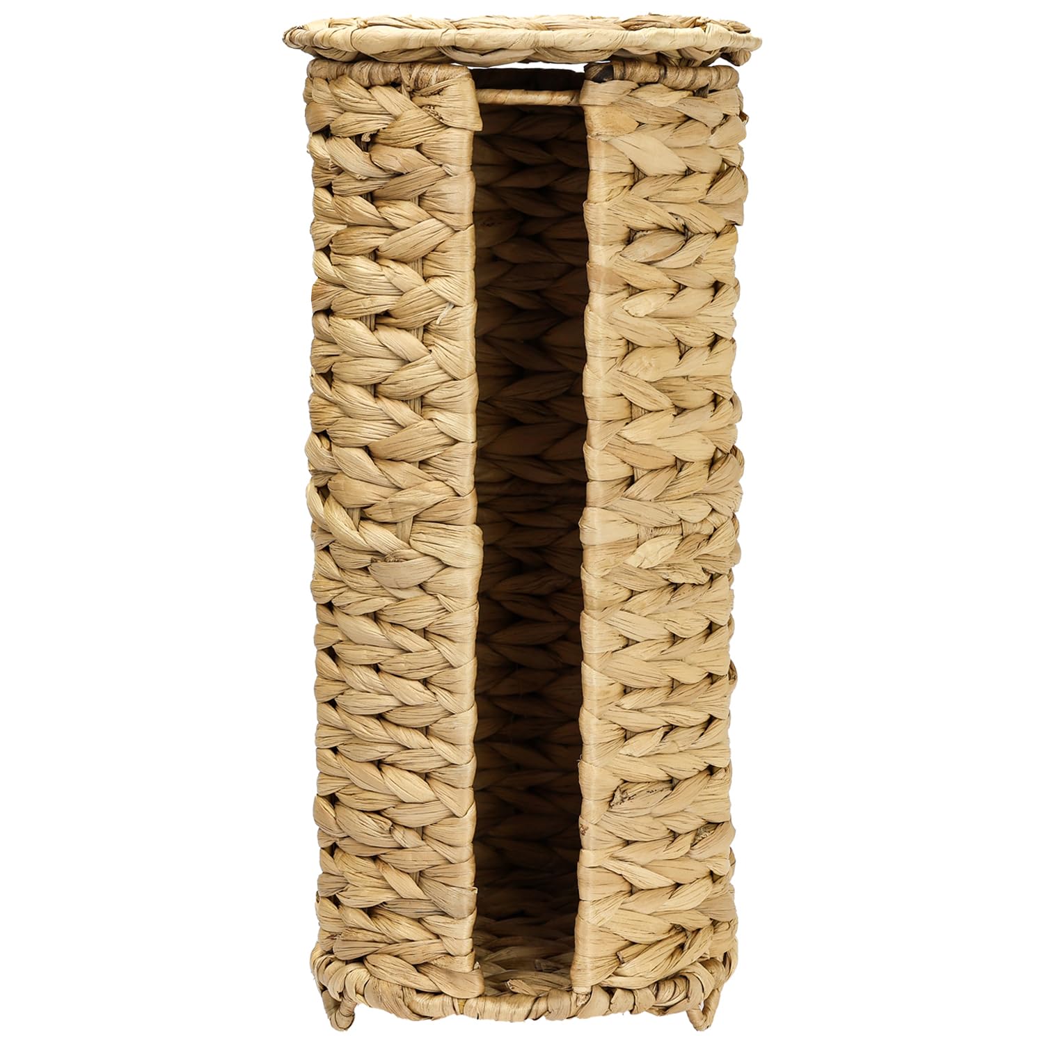 HMF Przechowywanie papieru toaletowego, pleciony ze zrównoważonego hiacyntu wodnego, stojący uchwyt na papier toaletowy, 3 rolki WC, 35,5 x 17 cm