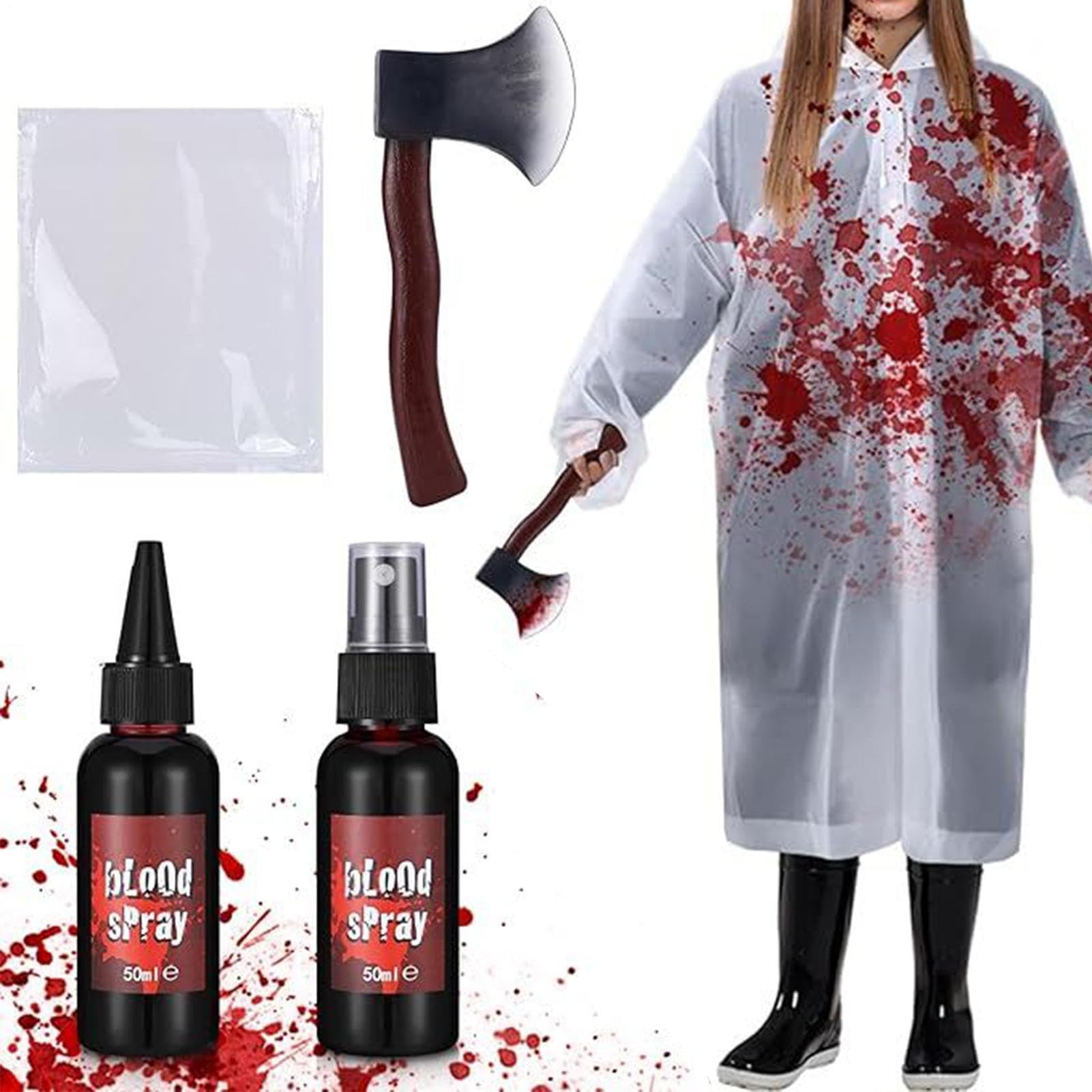 Maquillaje de Sangre Falsa Accesorios De Atrezzo De Terror Lavables Con | Set De Spray De Gotas De Sangre Realista Para Ropa para de Terror, Casas Embrujadas y Actuacion