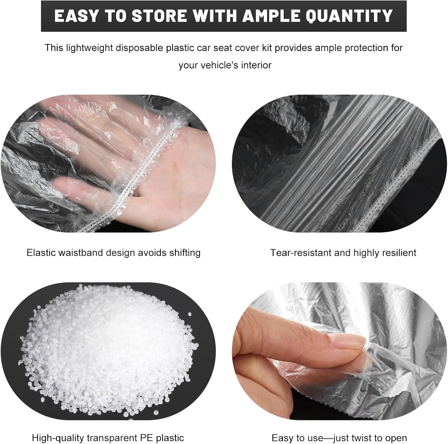 250PCS Disposable Car Protective Covers Set, Clear Plastic Seat Protectors w/Steering Wheel, Gear Shift & Handbrake Covers, Transparent Seat Cover for Car Truck Bus Airplane