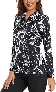 Viracy Womens Golf Shirt UPF50+ Sun Protection Long Sleeve 1/4 Zip Up Polo Workout Tops Fast Dry Fit Moisture Wicking