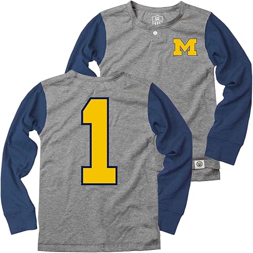 Wes and Willy Camisa Henley de béisbol de manga larga para niños y jóvenes