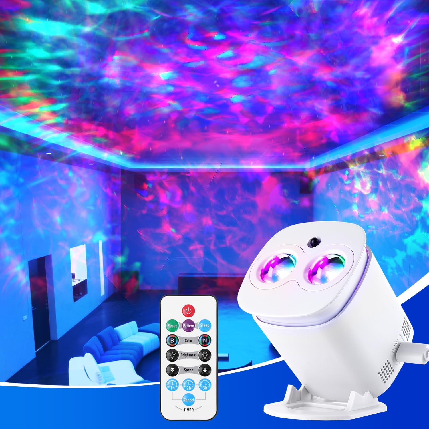 Galaxy Projector, Galaxy Projector for Bedroom, Night Light for Kids, Nebula Ceiling LED Lamp, Room Decor, with Timer and Remote, Gifts for Birthdays