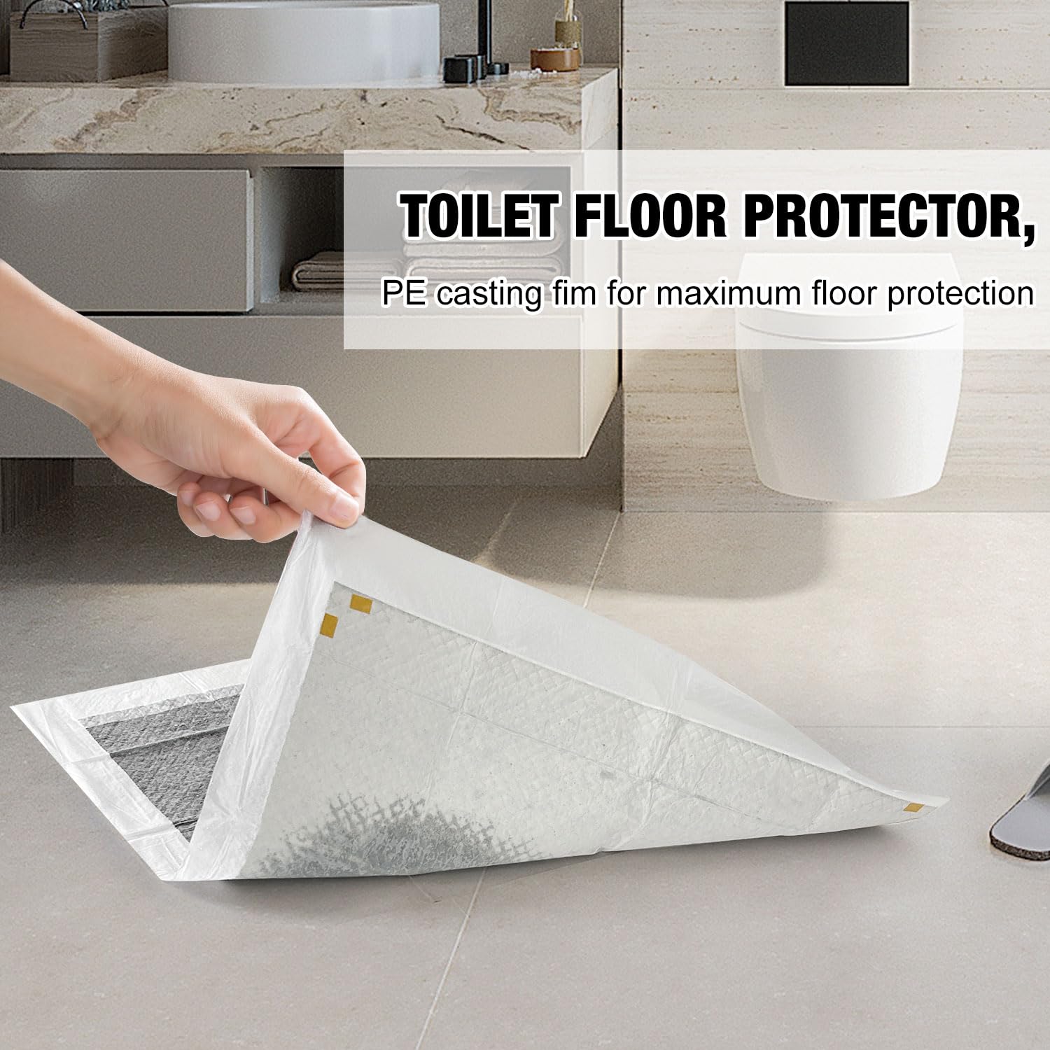 25 Pcs Disposable Toilet Mats Toilet Floor Protector from Urine U-Shape Toilet Training Rug Waterproof Non-Slip Bathroom Potty Training Mats Disposable Toilet Commode Mat (Charcoal Mats) - Image 3