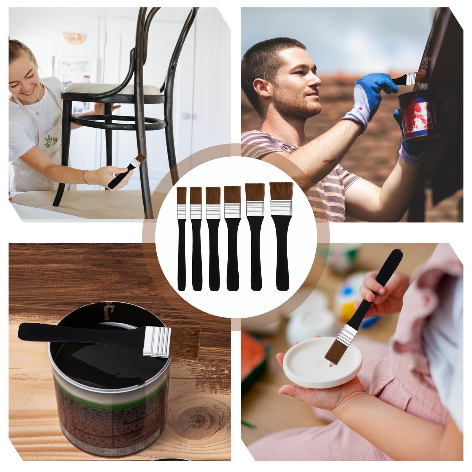 6 Stück Flachpinsel-Set Für Acryl- & Ölfarben | Verschiedene Breiten, Nylonborsten, Holzstiel – Ideal Für Schule, Hobby & Profis