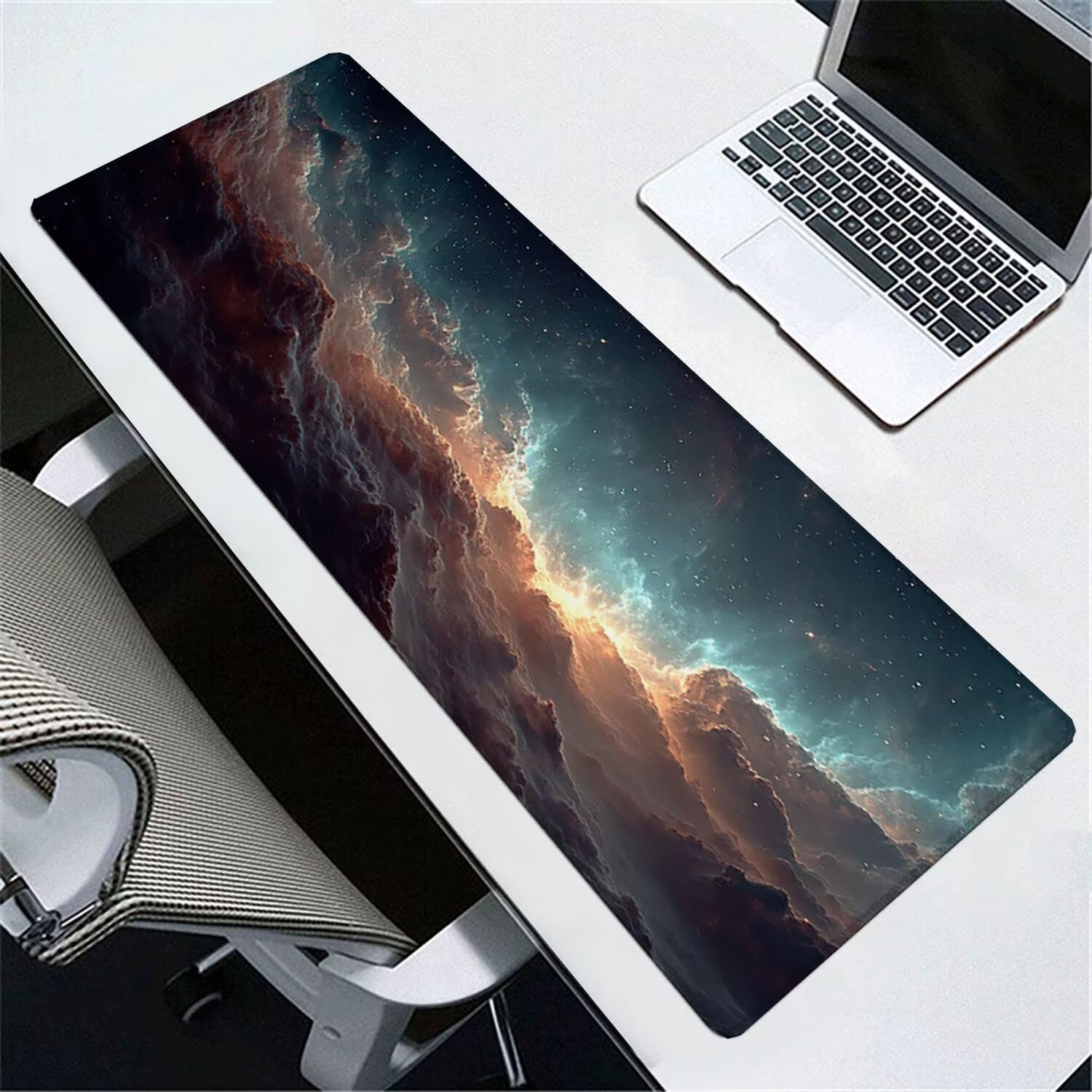 Tapis de Souris Gaming XXL (1200x600mm) - Grand Tapis Bureau Antidérapant Étanche Bords Cousus Caoutchouc Naturel pour Gamer PC Portable Bureau - Précision Vitesse Confort Ciel étoilé Abstrait G-856
