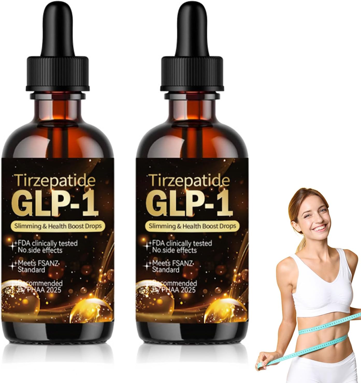 2PCS GLP-1 Health Boost Drops, GLP-1 Health Boost Dr-ops, Organic Moringa GLP-1 Metabolic Balance Drops, Natural and Gentle, Firming Skin Suitable, Unisex for All Skin Types