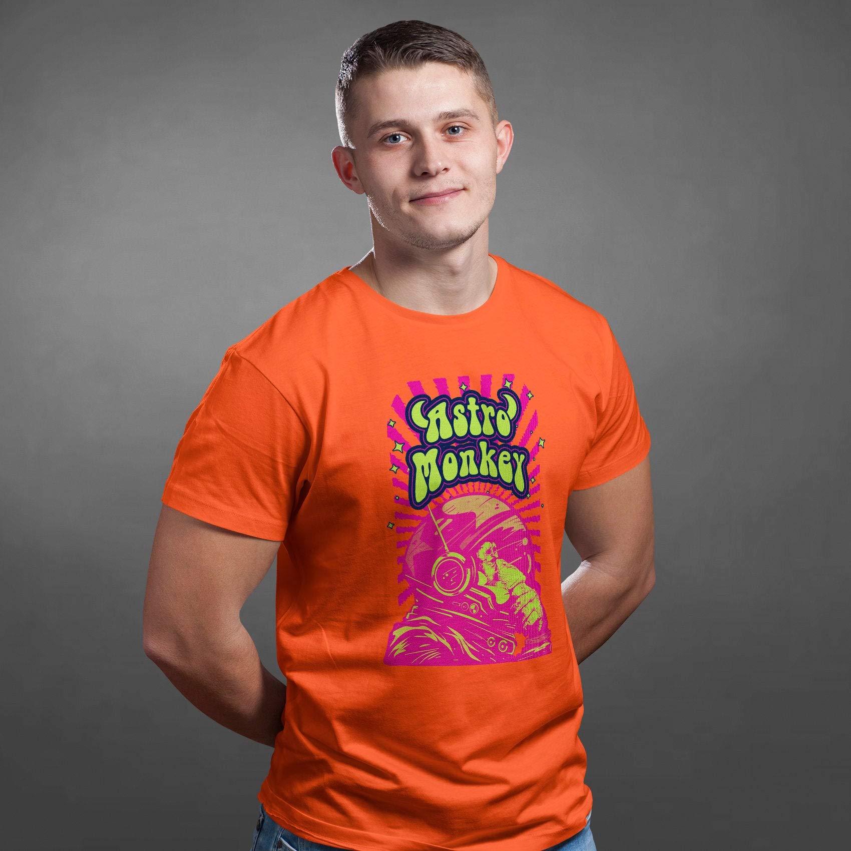 Camiseta personalizada para hombre de Monkey Lover - Camiseta divertida de regalo con ilustración abstracta de animales - Camiseta Astro Ape para niño, blanco, S