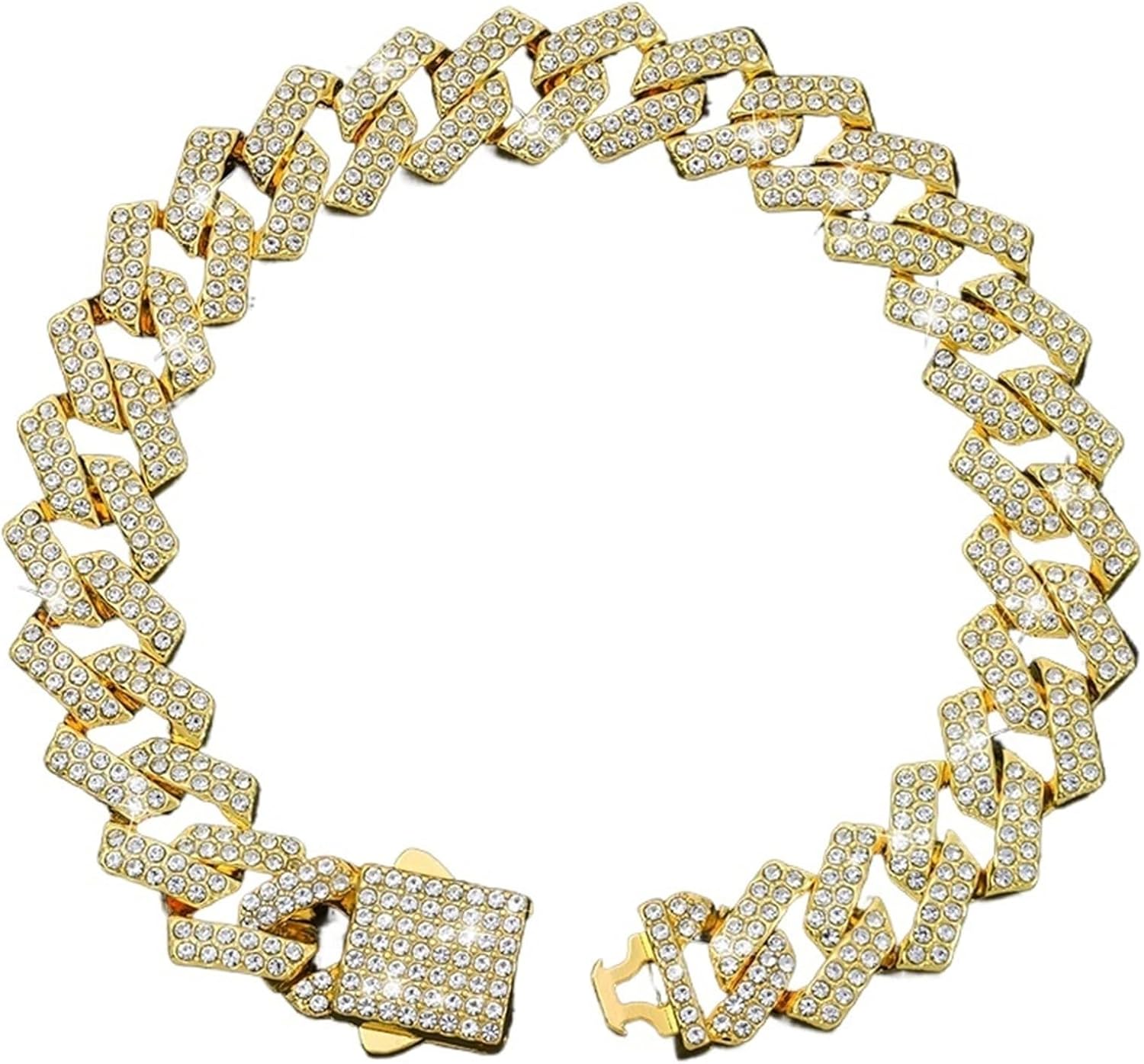 15MM Dogs Cats Chain Pet Collar Jewelry Diamond Metal Chain Collar(Blue,3X-Large)