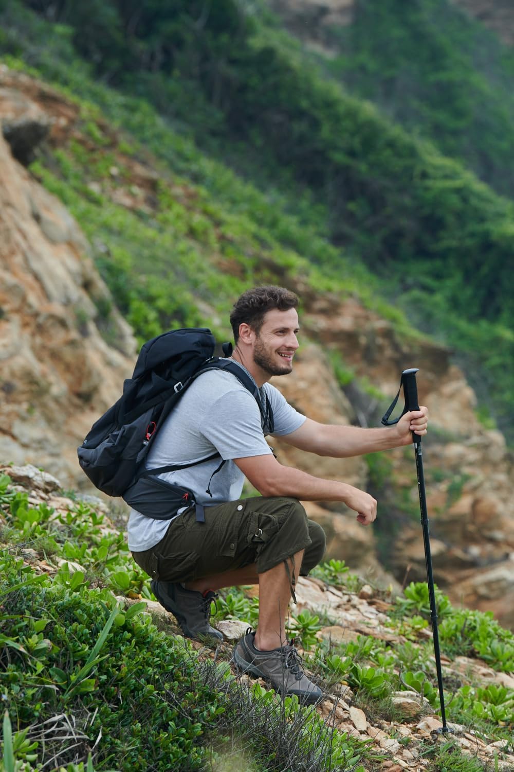 Men's Cargo Shorts Multi Pockets Mens Shorts Classic 13 Inches Cotton Relaxed Fit Casual Capri Long Shorts, Olive Green - Image 4