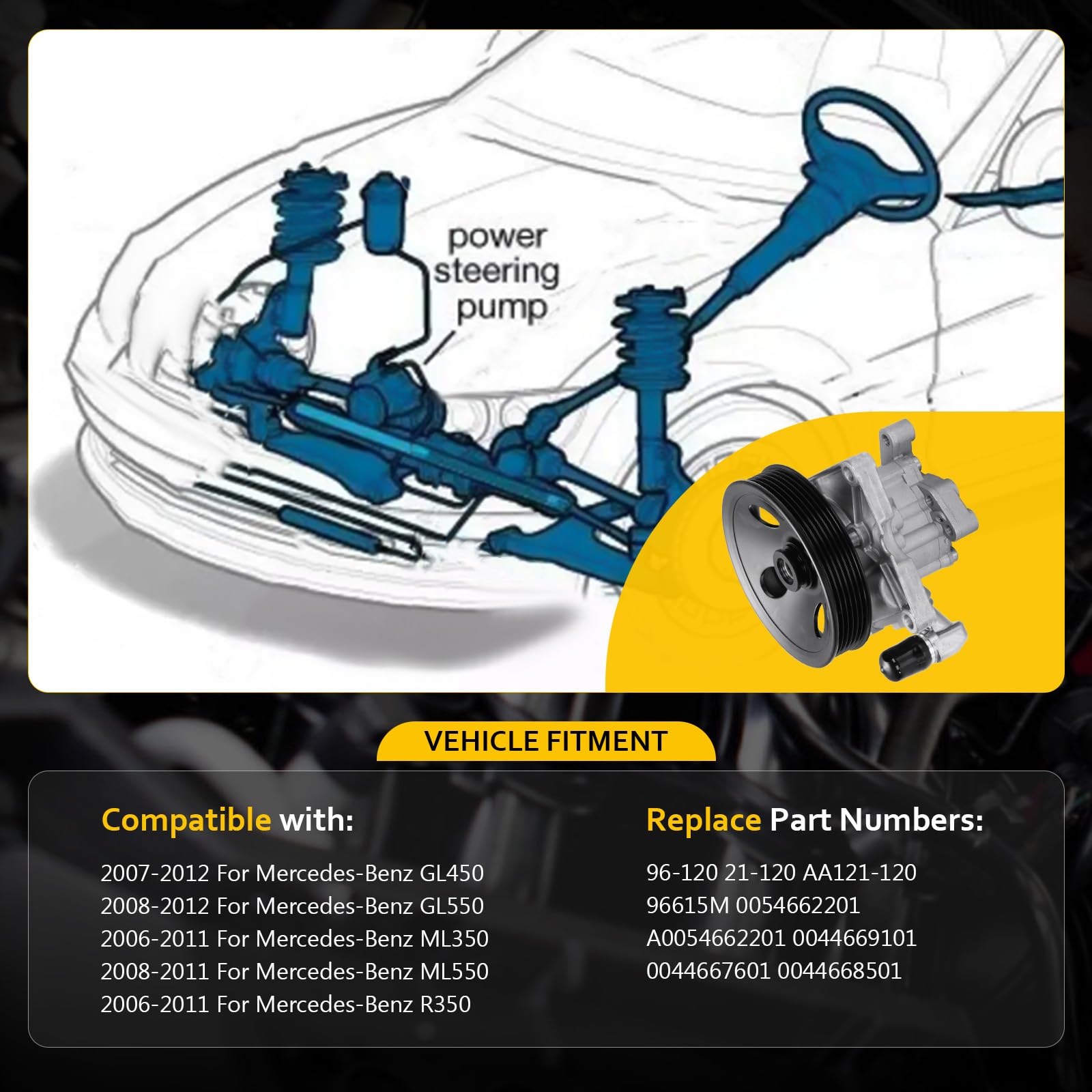 Power Steering Pump Replacement For Mercedes GL450, ML350, E350, S550 & More (Part #21-120)