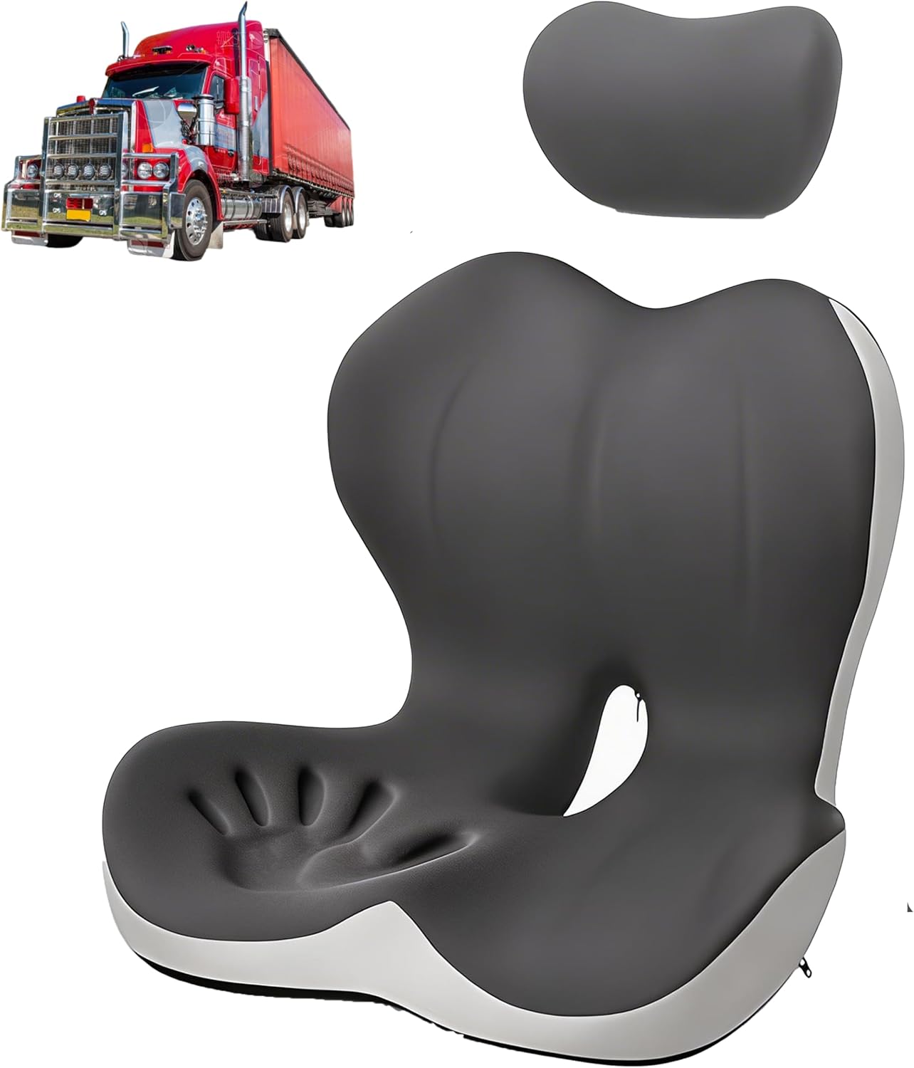 Memory Foam Truck Seat Cushion for Driving, Ergonomic Seat Cushion for Butt & Back Support, Lumbar Support Pillow for Sciatica & Tailbone Pain Relief, Coccyx Pad for Truck Drivers, Office Chair, Car