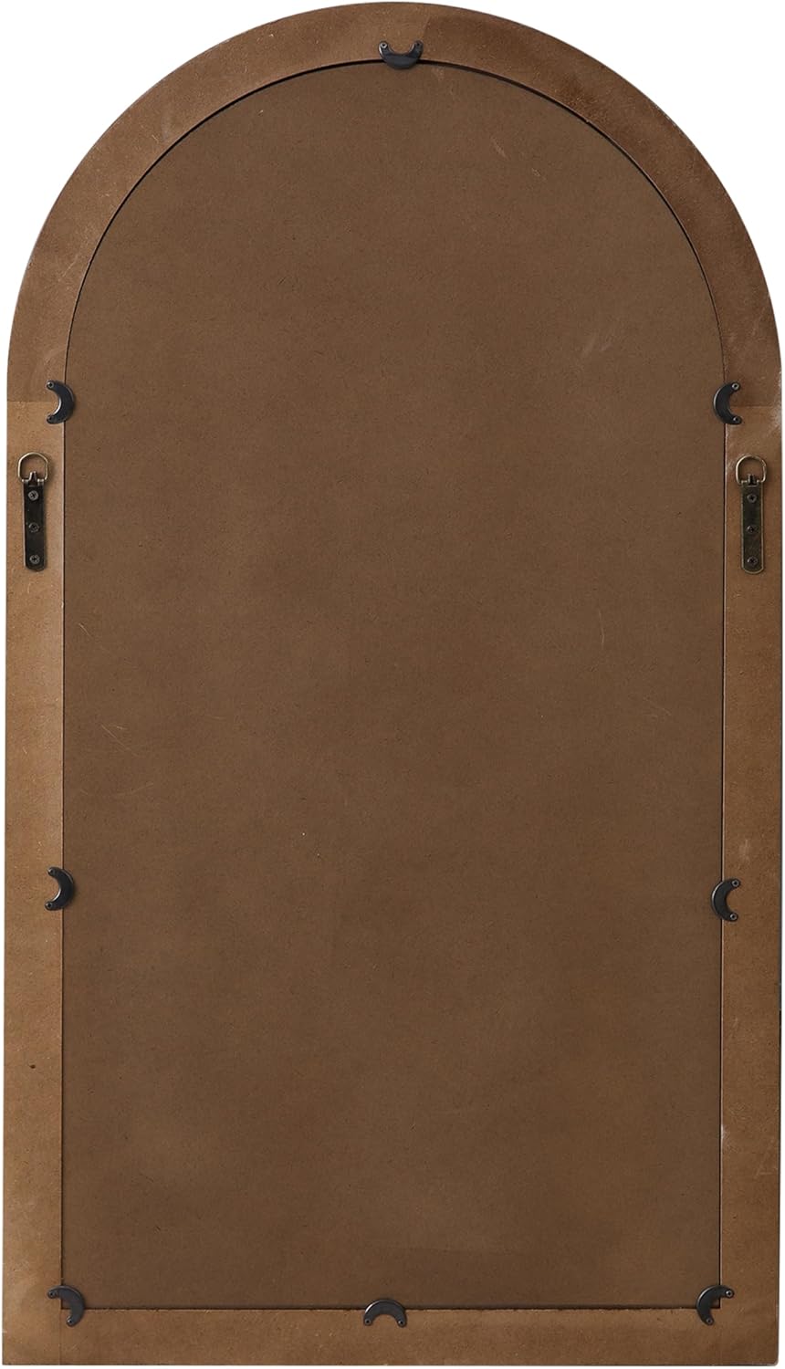 Farmhouse Wooden Arched Window Mirror Wall Decor 41 X 23 Inch, Hanging Burning Finished Decorative Pane Mirror, Vintage for Living Room Entryway Hallway Bedroom