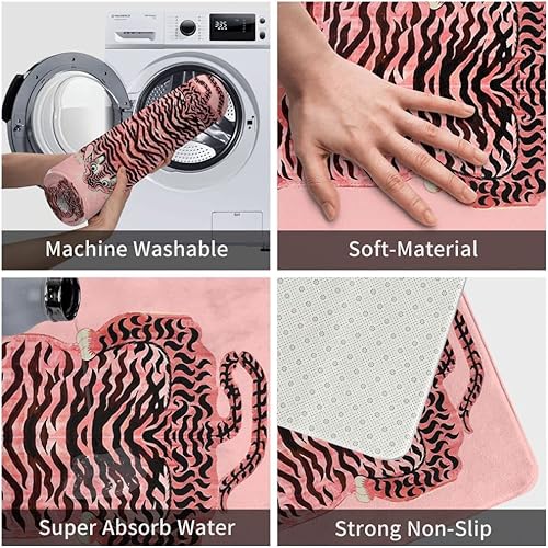 Miniatura 6 de Felpudo de piel de tigre, antideslizante, impermeable, universal, para puerta delantera, 20 x 31 pulgadas, 19.7 x 31.5 in