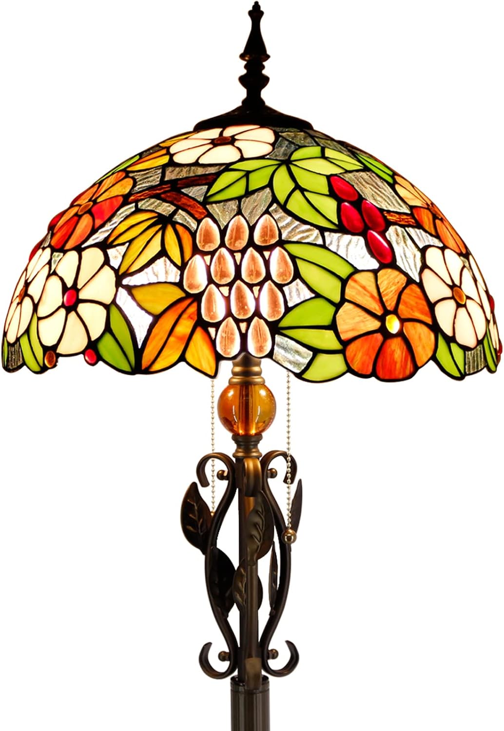 AVIVADIRECT Tiffany Floor Lamp, Grape Stained Glass Floor Lamp