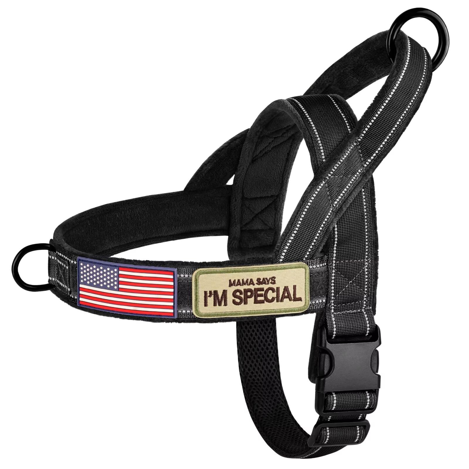 Forestpaw No Pull Dog Harness with Large Handle,Slip on Reflective Vest with Quick Release Buckle,Comfortable Flannel Lining for Medium Large Dogs