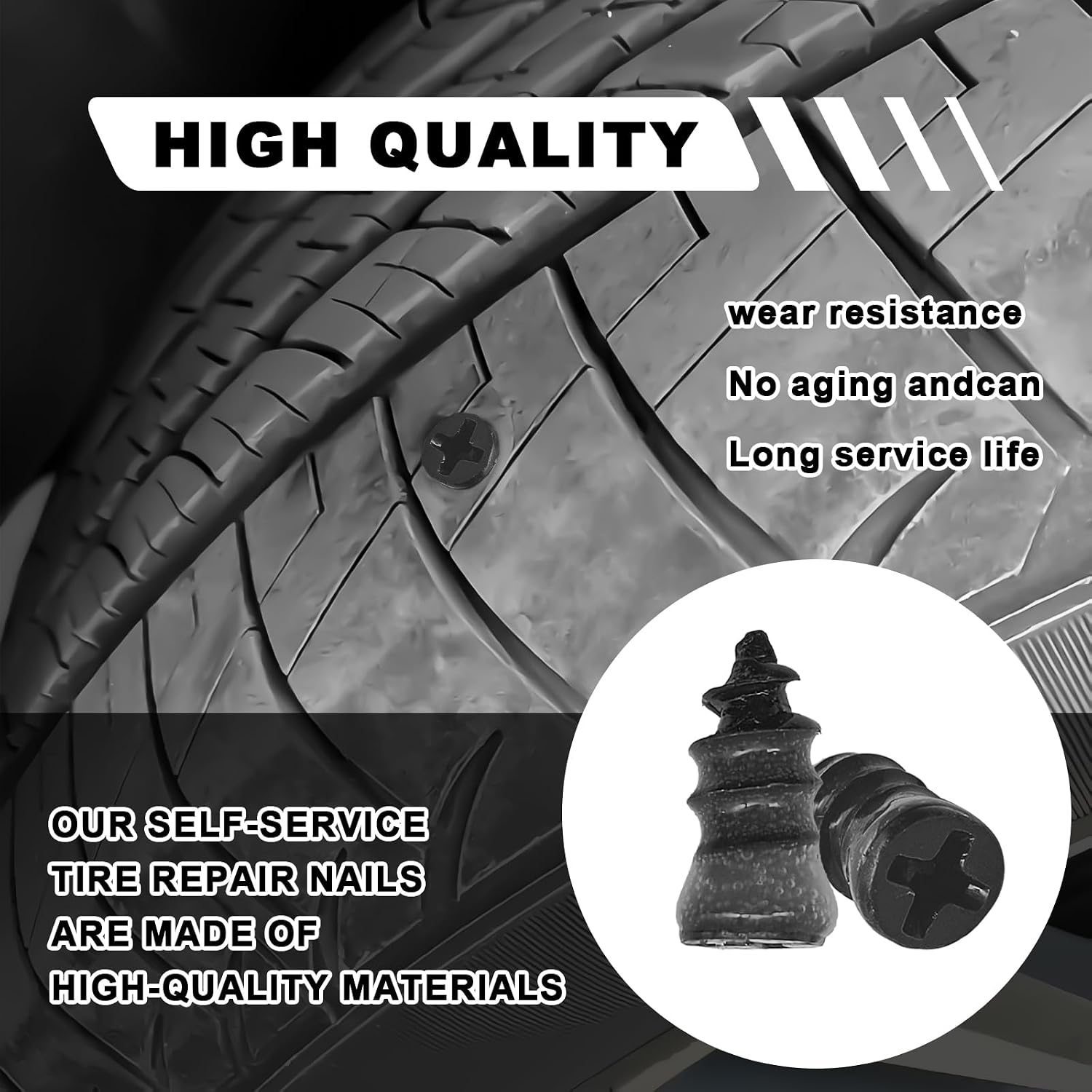 Pleoos Tire Repair Rubber Nail,Tire Screw Plugs Vacuum Tire Self-Service Fast Tool, Tire Repair Nail Vacuum Tire Repair Rubber Nail for Auto Truck, Motorcycle, Tractor tire Puncture Repair (40Pcs) image 4