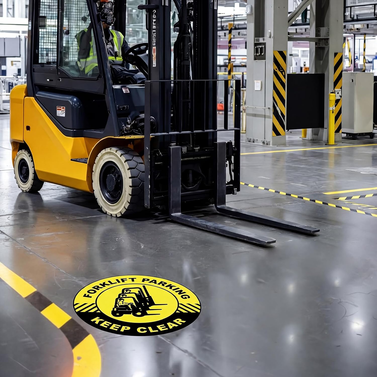 5 Pcs Forklift Parking Keep Clear Floor Sign, 17 Inch