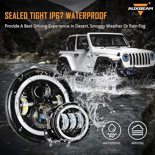 Miniatura 5 de Auxbeam Faros delanteros LED RGB de 7 pulgadas + luces antiniebla RGB de 4 pulgadas, faros LED con proyector que cambian de color con luces