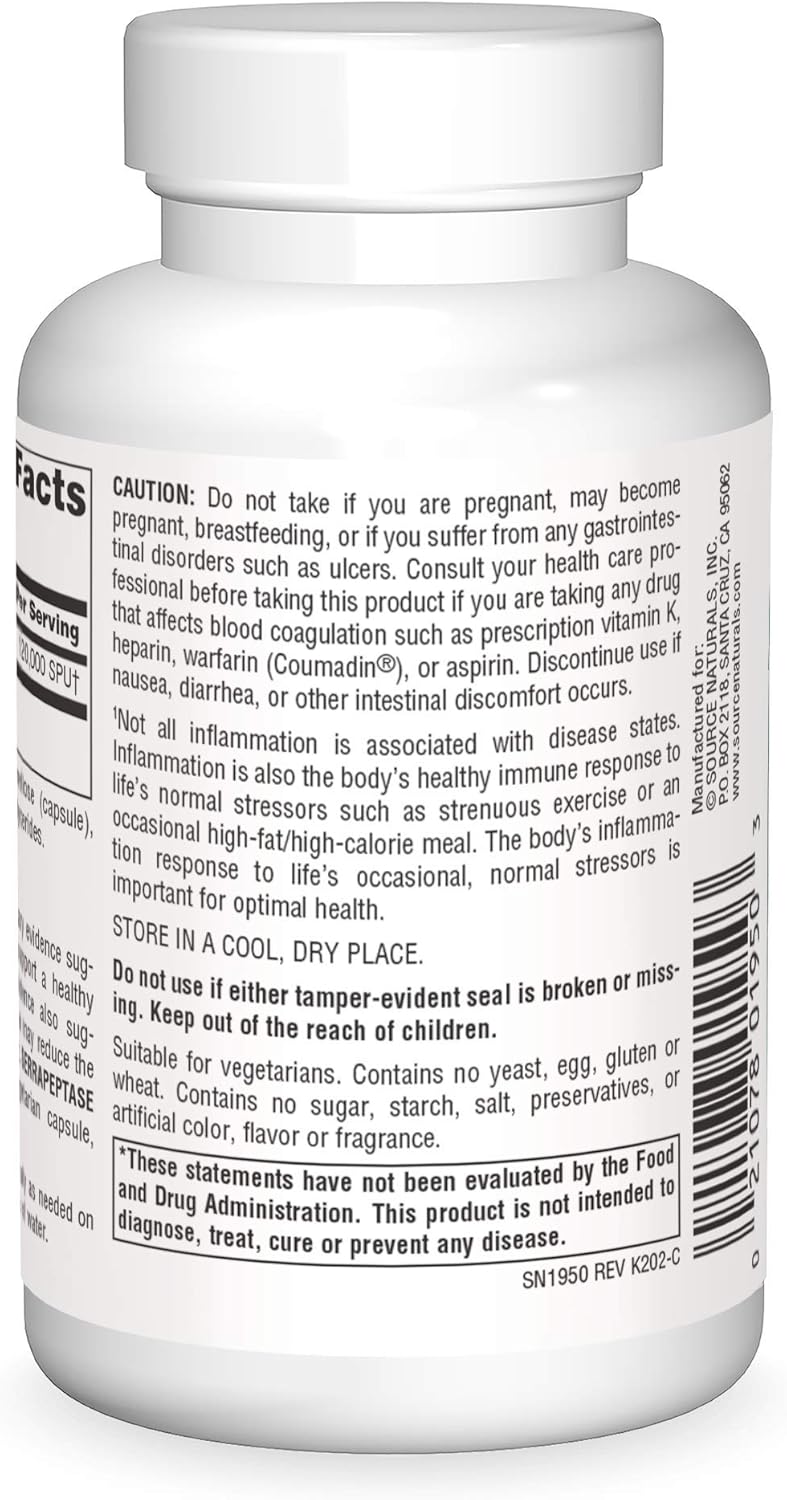 Source Naturals Serrapeptase - Delayed Release Enzyme - 120 Vegetarian Capsules