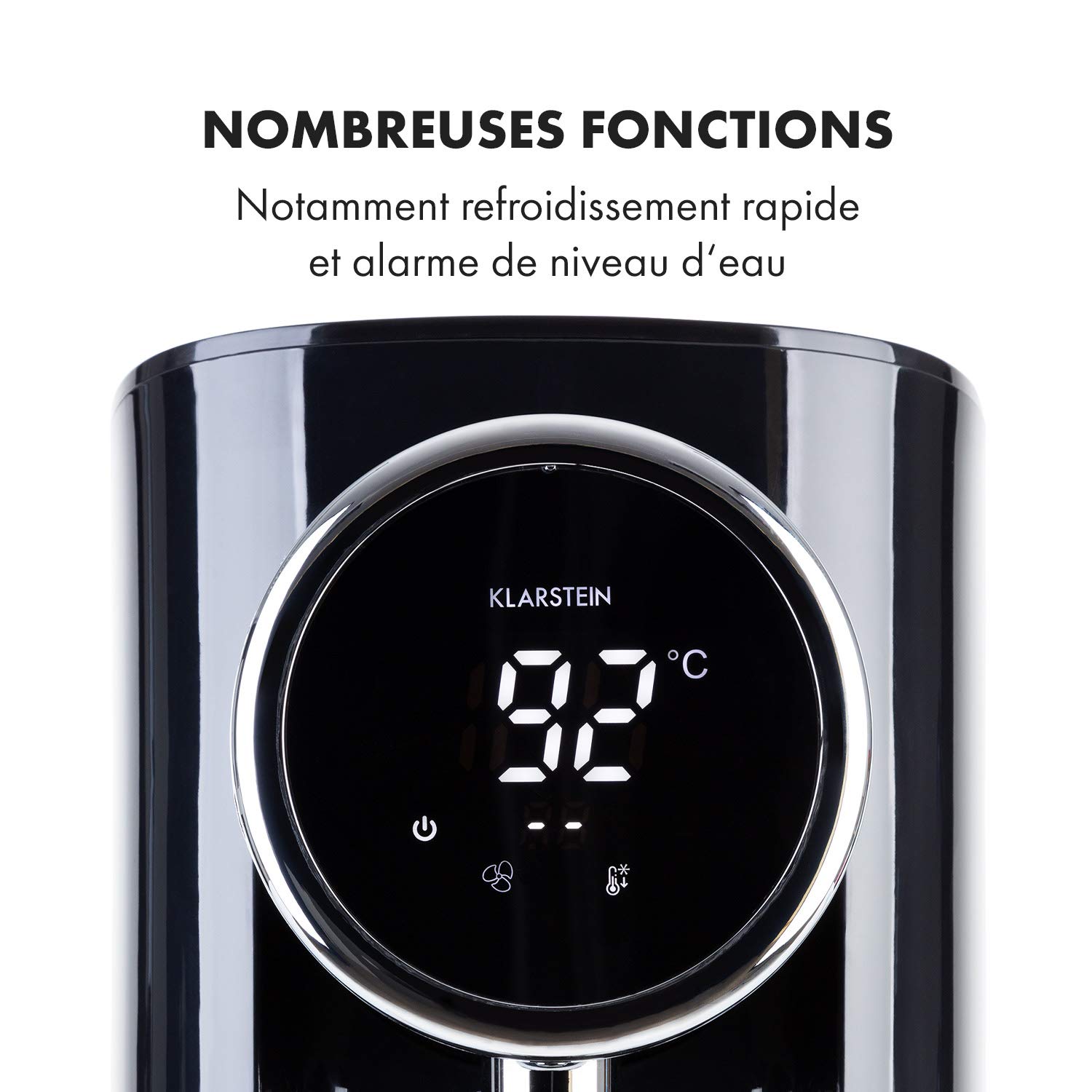 Klarstein Hot Spring Plus - Distributeur d'eau chaude : réservoir d'eau: 5L, écran LCD, températures: 45-95 °C, réservoir d'eau en inox, sécurité enfants et anti-surchauffe, noir