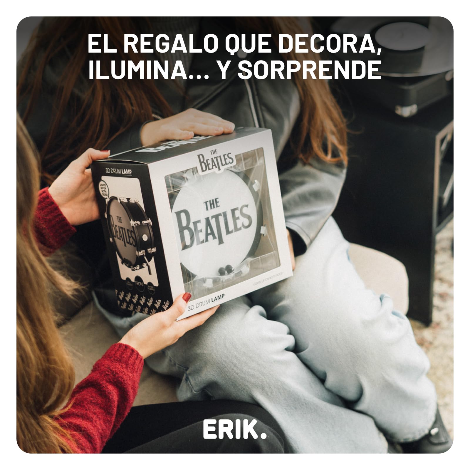 Grupo Erik Lampara The Beatles - Lampara escritorio: Figura con LUZ LED (USB/Pilas) Regalos originales - Decoracion Habitacion para amantes de Música Rock - Beatles merchandising