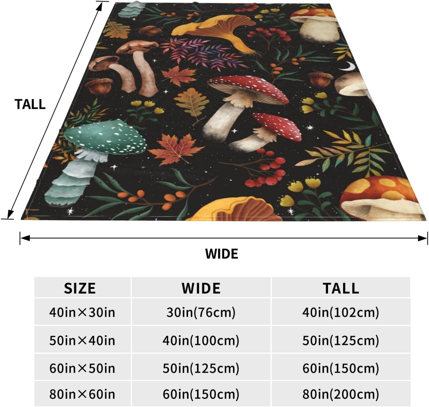Soft Warm Throw Blanket Flannel Fleece Bed Blanket Gift for Home Decor Chair Couch - Mushroom 80"x60"