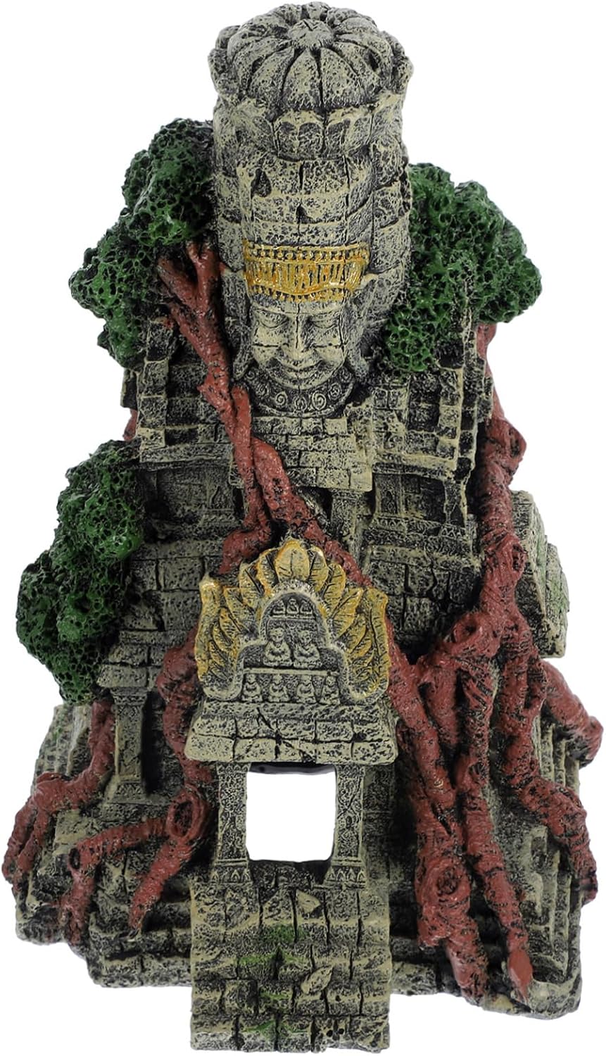 Abaodam 1Pc Fish Tank Resin Temple Decoration Detailed Aquarium Landscaping Ornament for Freshwater Saltwater Environments Durable Colorfast Fish Tank Decor