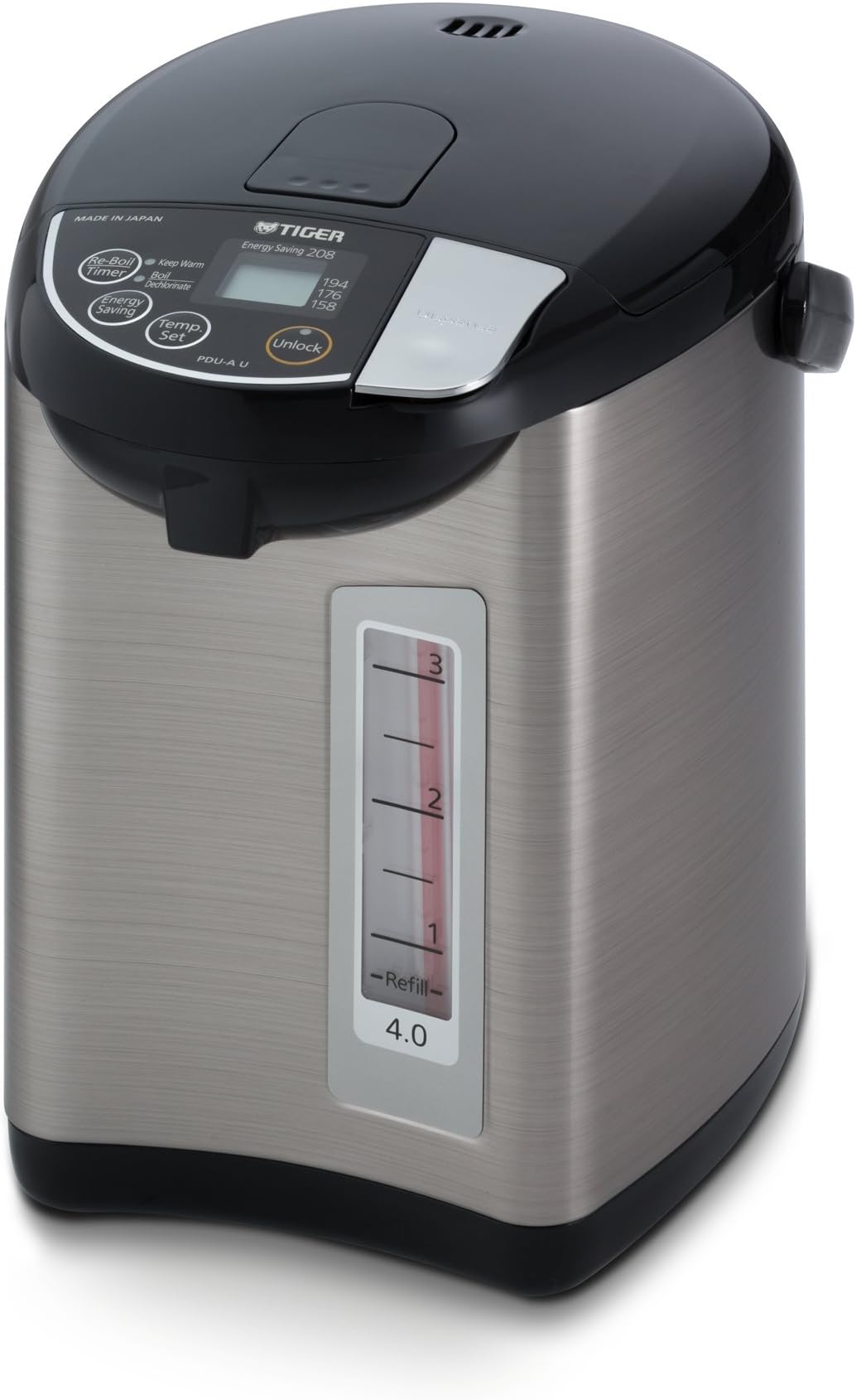TigerPDU-A40U-K Electric Water Boiler and Warmer, Stainless Black, 4.0-Liter