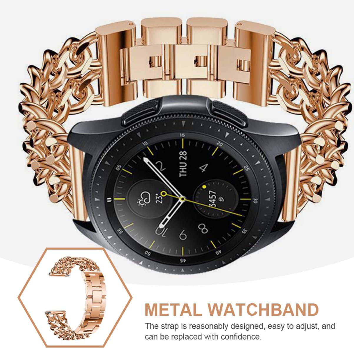 Gadpiparty sangle montre partie fournitures de montre watch montré bracelet montres bracelet de montre professionnel pièce de montre élégante Alliage de zinc Rose Gold