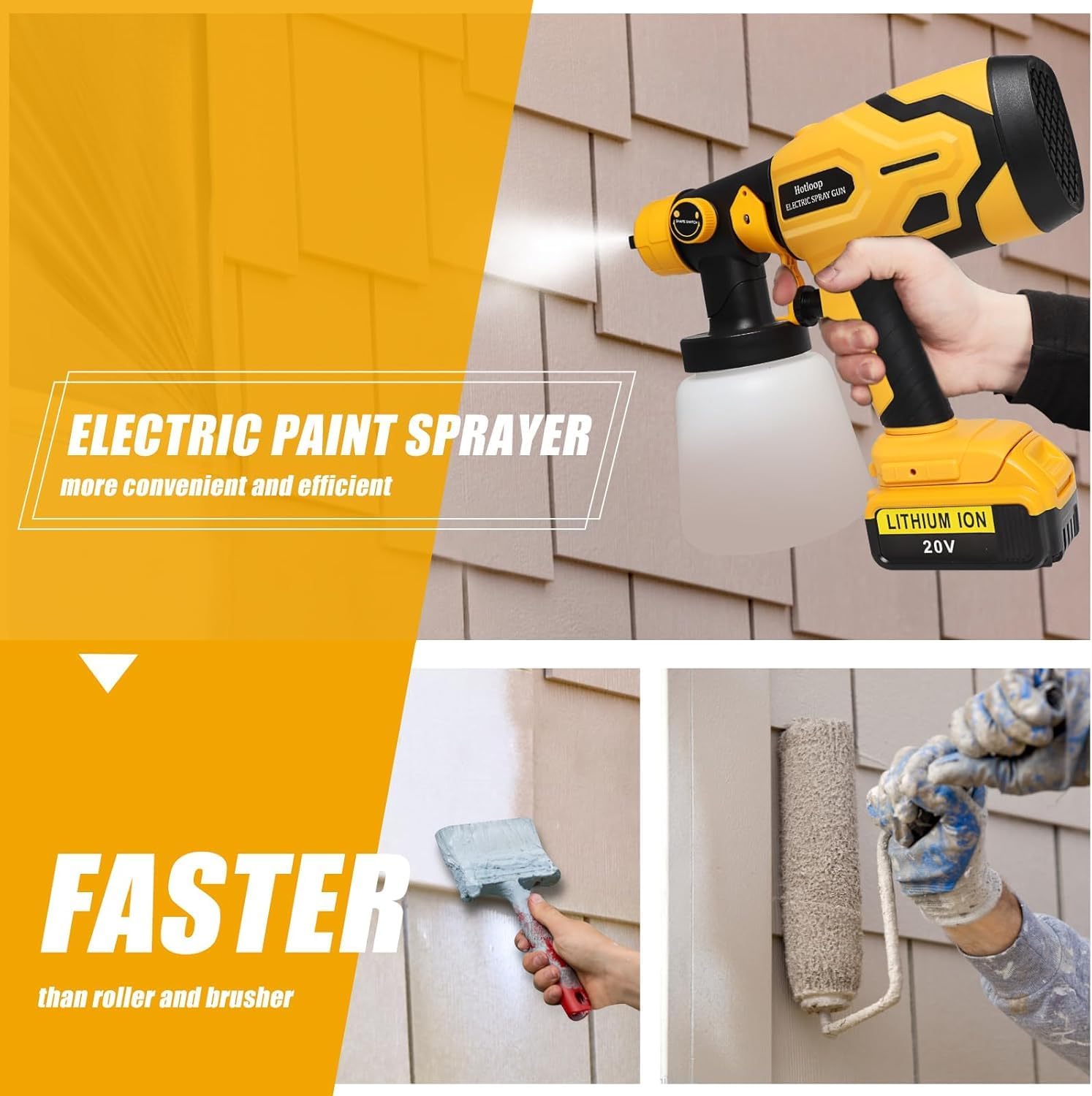 Cordless Paint Sprayer for DEWALT 20V Battery (Battery NOT Included), Cordless Paint Sprayers for Home Interior and Exterior, House Painting Stain Sprayer for Fence, Furniture, Cabinets, Walls, etc.