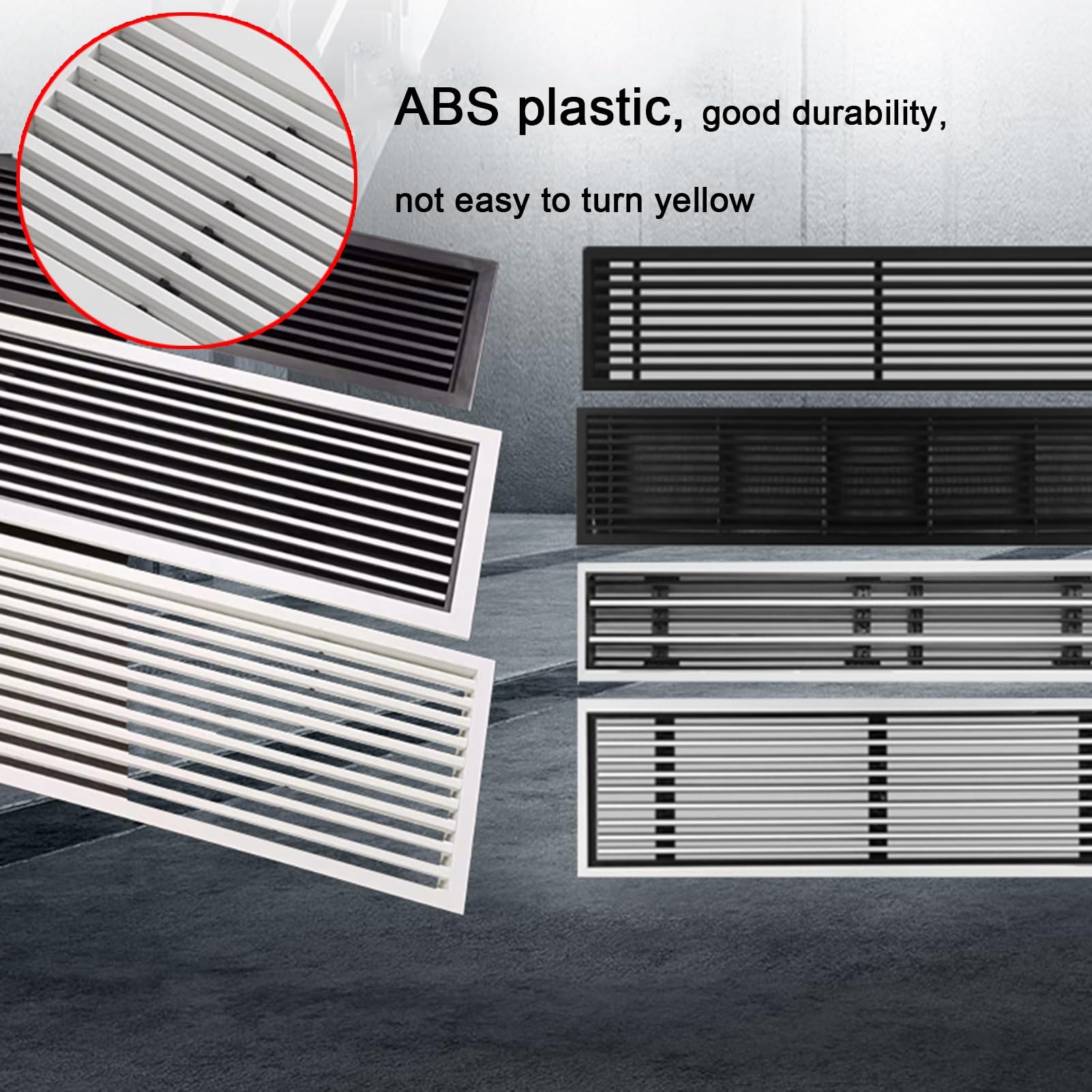 Grille d'aération rectangulaire réglable en plastique 90 x 10 cm pour grenier, salles de bains et garages, installation facile, persiennes durables pour une circulation d'air efficace