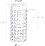 AVLA 2 Pitcher en acrylique, 1.25L 42 OZ Conteneur d'eau claire avec couvercle, boisson Fridge Jug, sans BPA, Shatter-Proof, pour thé glacé, Sangria, Lemonade, Jus, Qualité Premium, Diamant Pattern