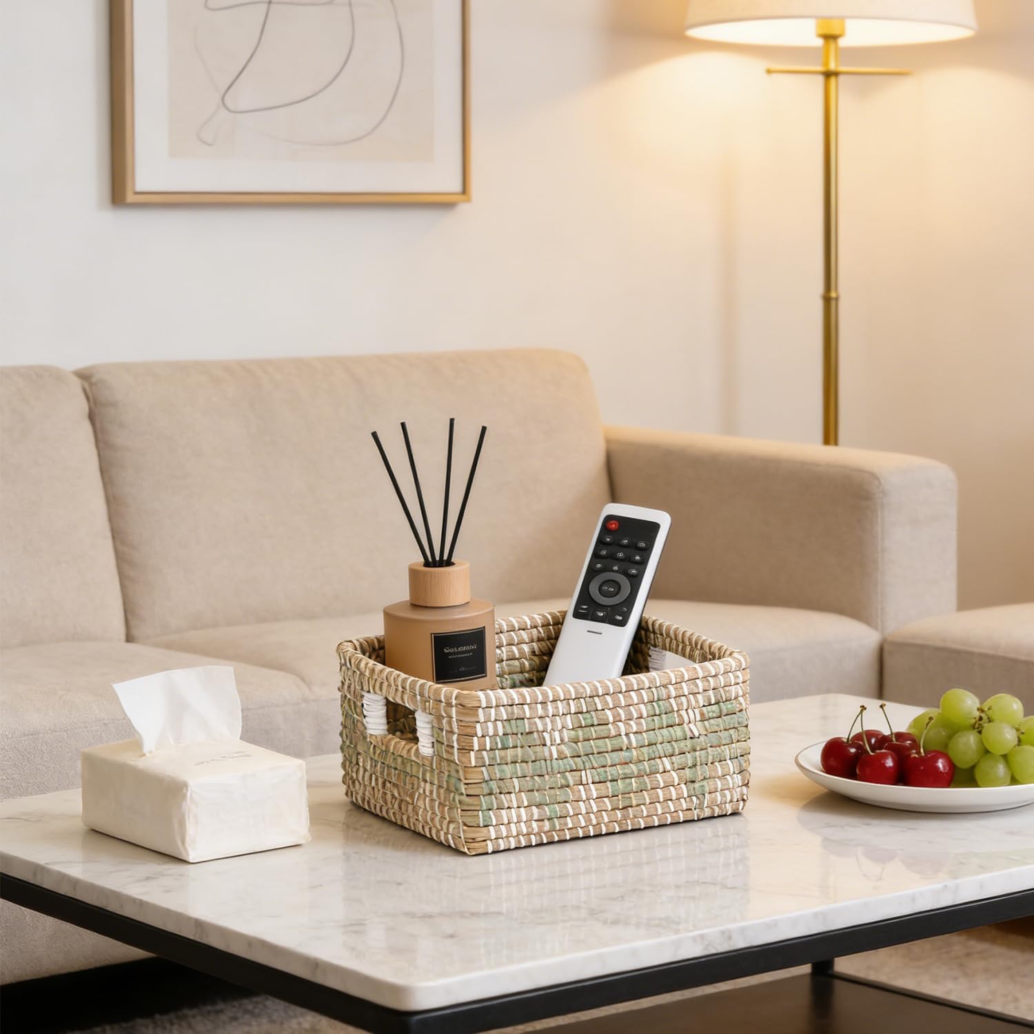 Laundry Hamper Storage Baskets with Lid, Woven Basket Decorative Baskets for Shelves, Basket for Gifts, Closet, Pantry, and Home Organization, Set of 4, Multi-Size