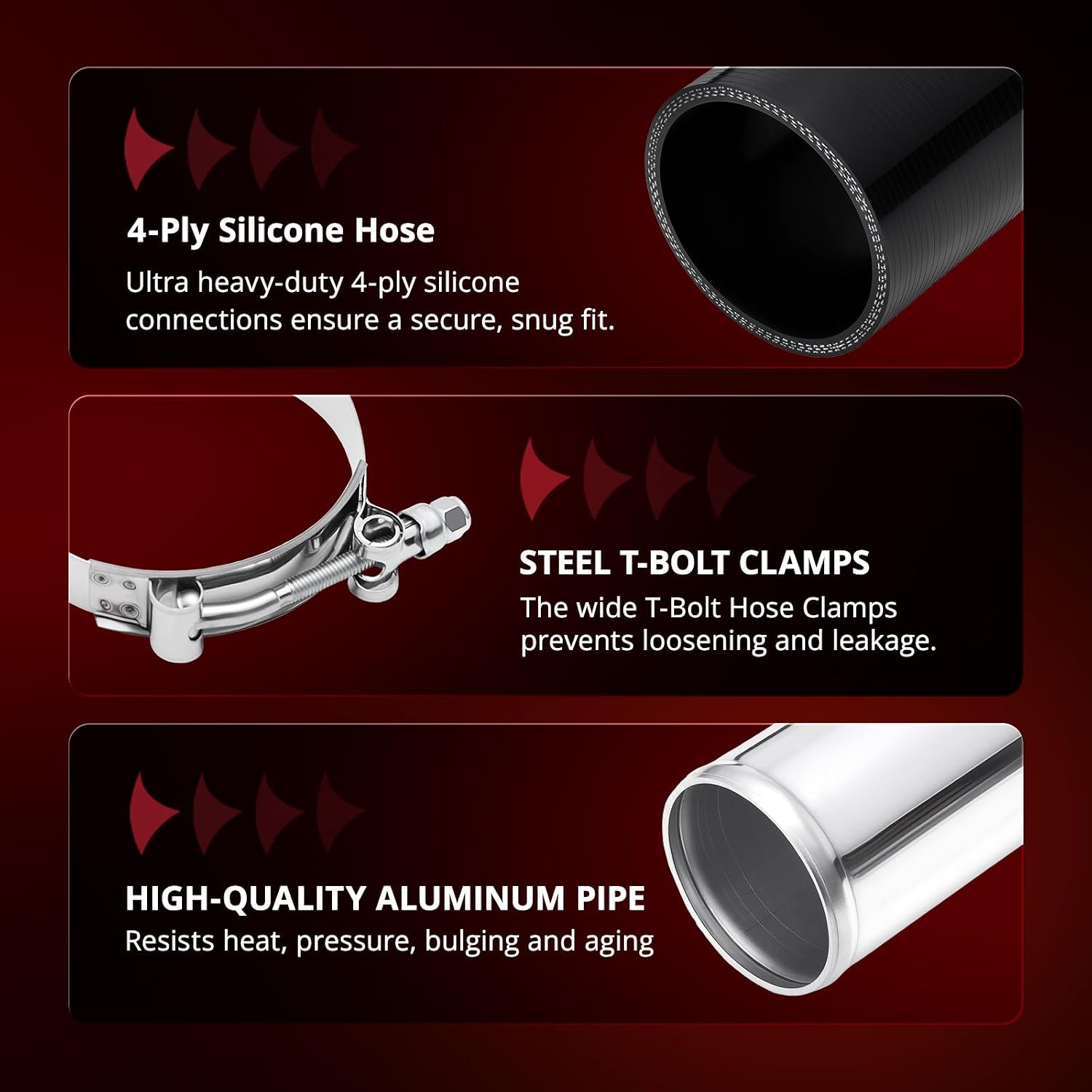 EVIL ENERGY Universal 2.5" 12pcs Intercooler Piping, Aluminum Intercooler Pipe Kit with T-Bolt Hose Clamps & Silicone Coupler, Silver