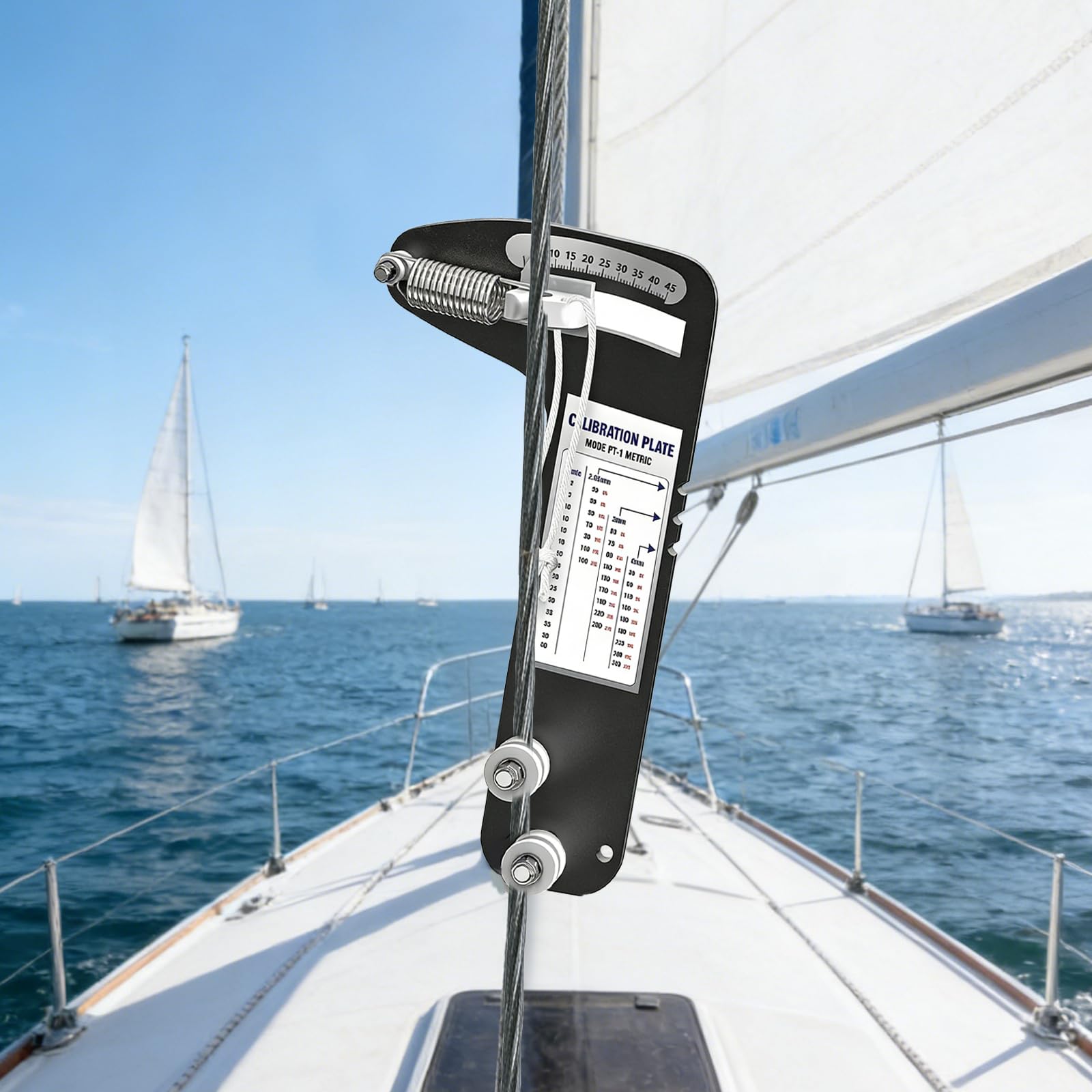 Segelboot Takelage Spannungsmesser, Drahtseil Spannungsmessgerät aus Aluminiumlegierung, Kabel Spannungsmesser für Takelage Werkzeug, Seilspannung Messgerät für Segel Zubehör, Schwarz