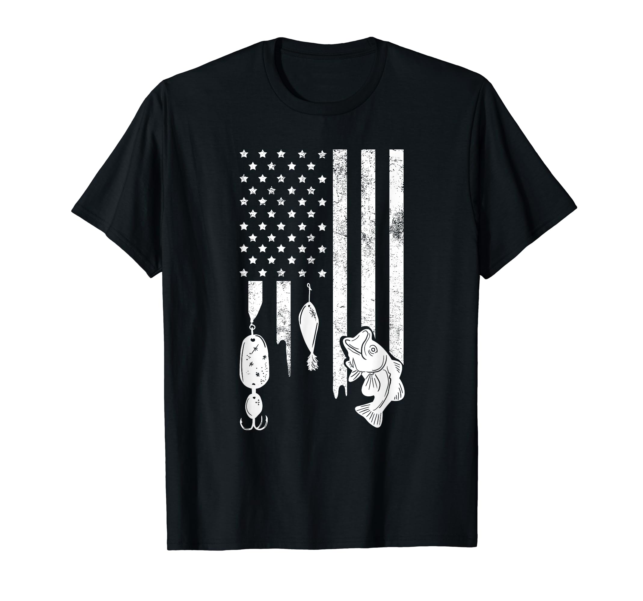 BoredKoalas FishingUS Flag Fish Bait Vintage Fishing Patriotic Fisherman Gift T-Shirt