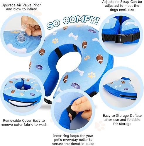 Miniatura 3 de Collar inflable de cono para perro alternativo después de la cirugía, collar de dona para el cuello de mascota, cono de recuperación suave para