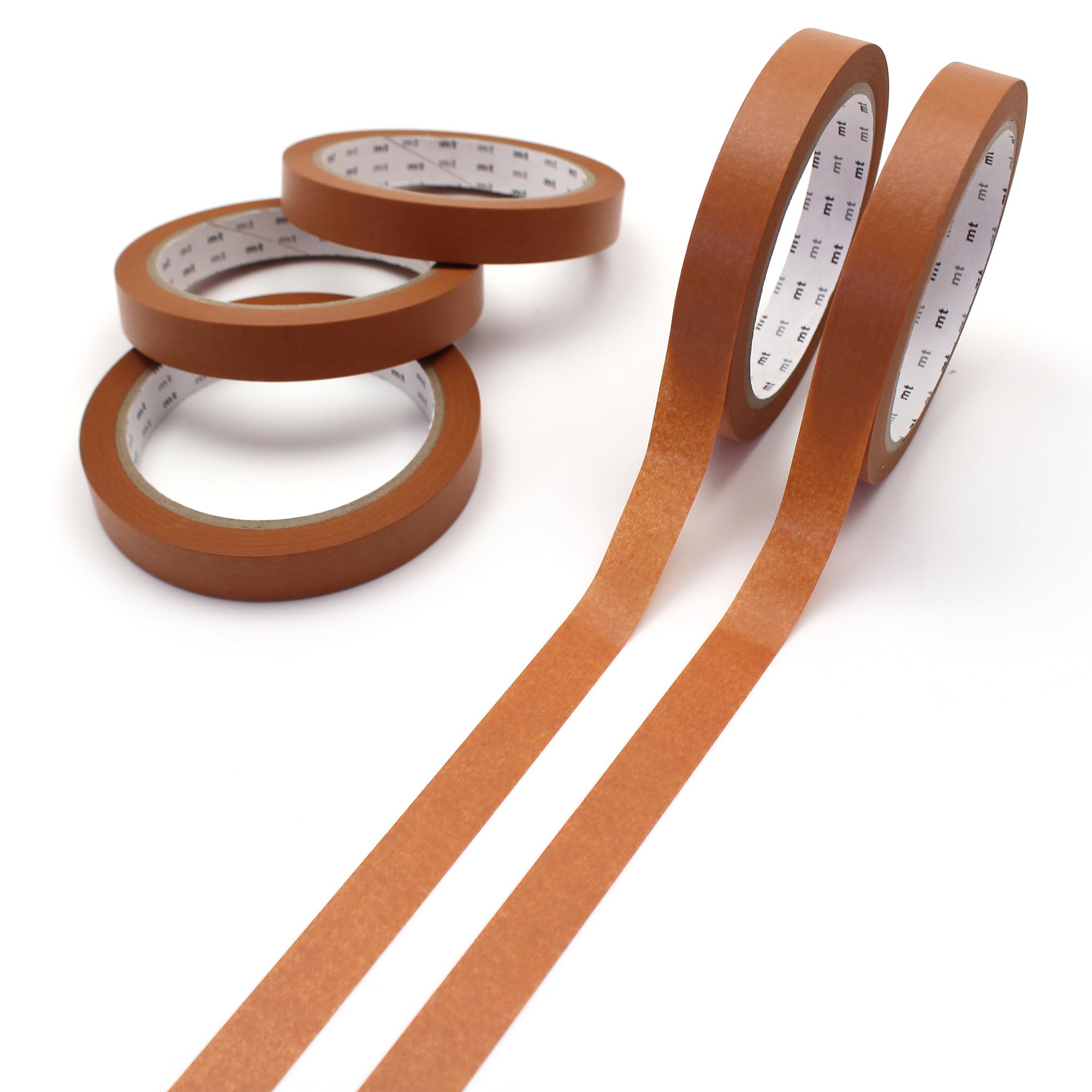 mt Washi Masking Tape Burnt Orange 5 Roll Pack Strong Adhesive 0.6in x 98ft