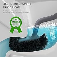 Vista 2 de HAMITOR Juego de portaescobillas para inodoro: limpiador de inodoro de limpieza profunda de baño debajo del borde con cerdas curvadas para limpieza