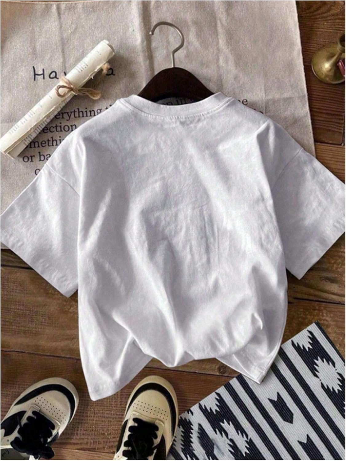 Girl's Graphic Tees Short Sleeve Bow Print Tee Tops Crew Neck Drop Shoulder Casual Summer T Shirts - Image 3