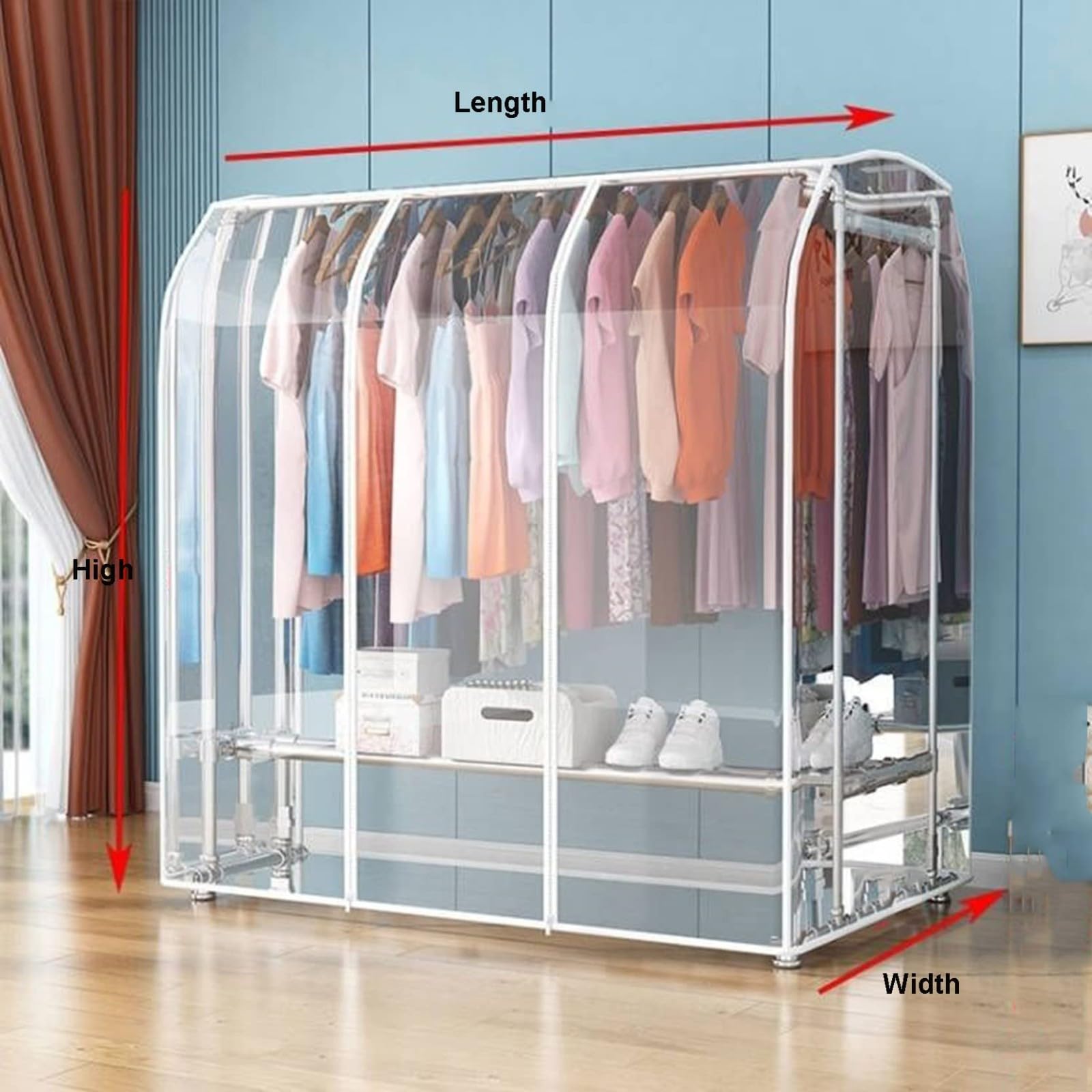 Funda Protectora de Prendas, Transparente, de cloruro de polivinilo, con Cremallera, 110 x 75 x 150 cm