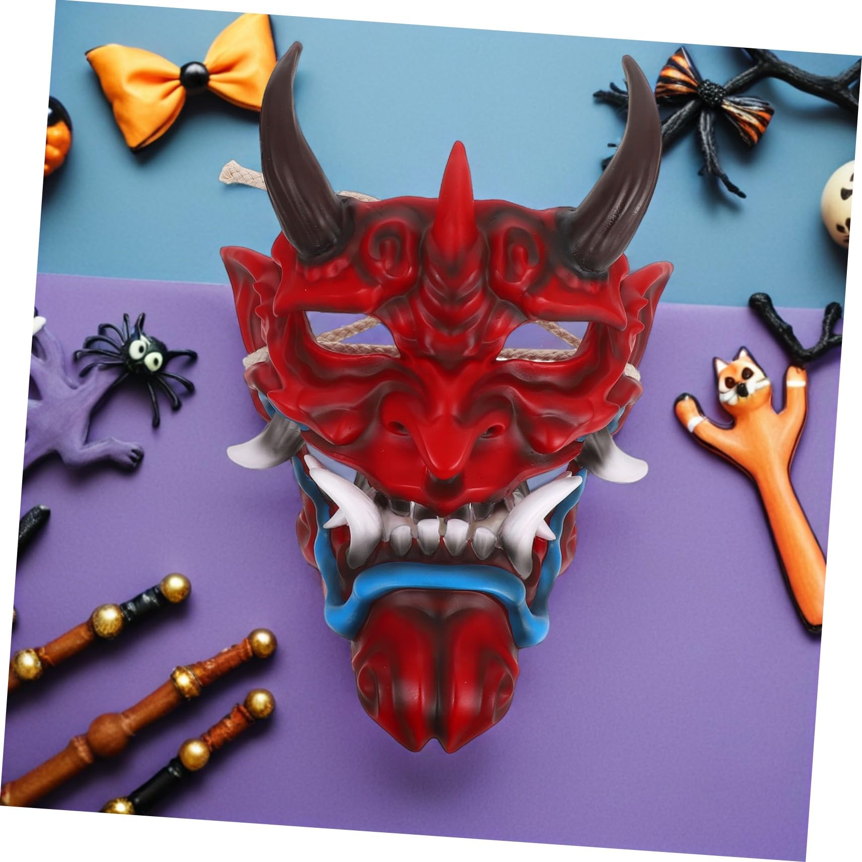 Japonesa Demonio Terror Ligera y Resistente para Fiesta Halloween y Cosplay con Cuernos Cómoda para Eventos Prolongados y Celebraciones Disfrazadas