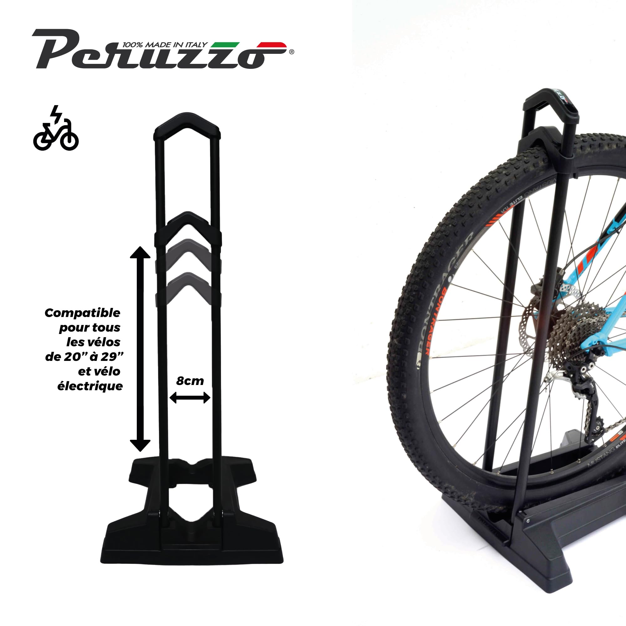 Peruzzo - Support vélo - Pliable, compatible pour les vélos de 20" à 29" - Accessoire vélo électrique (VAE), VTT, VTC, VILLE