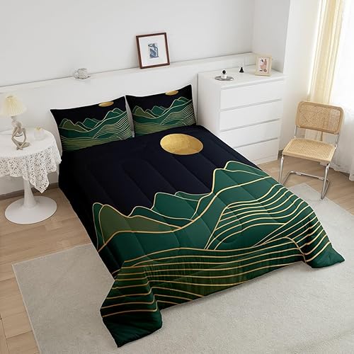 Miniatura 3 de Erosebridal Edredón moderno de mediados de siglo, juego de ropa de cama con estampado de luna, minimalista, montaña, juegos de edredón geométrico,