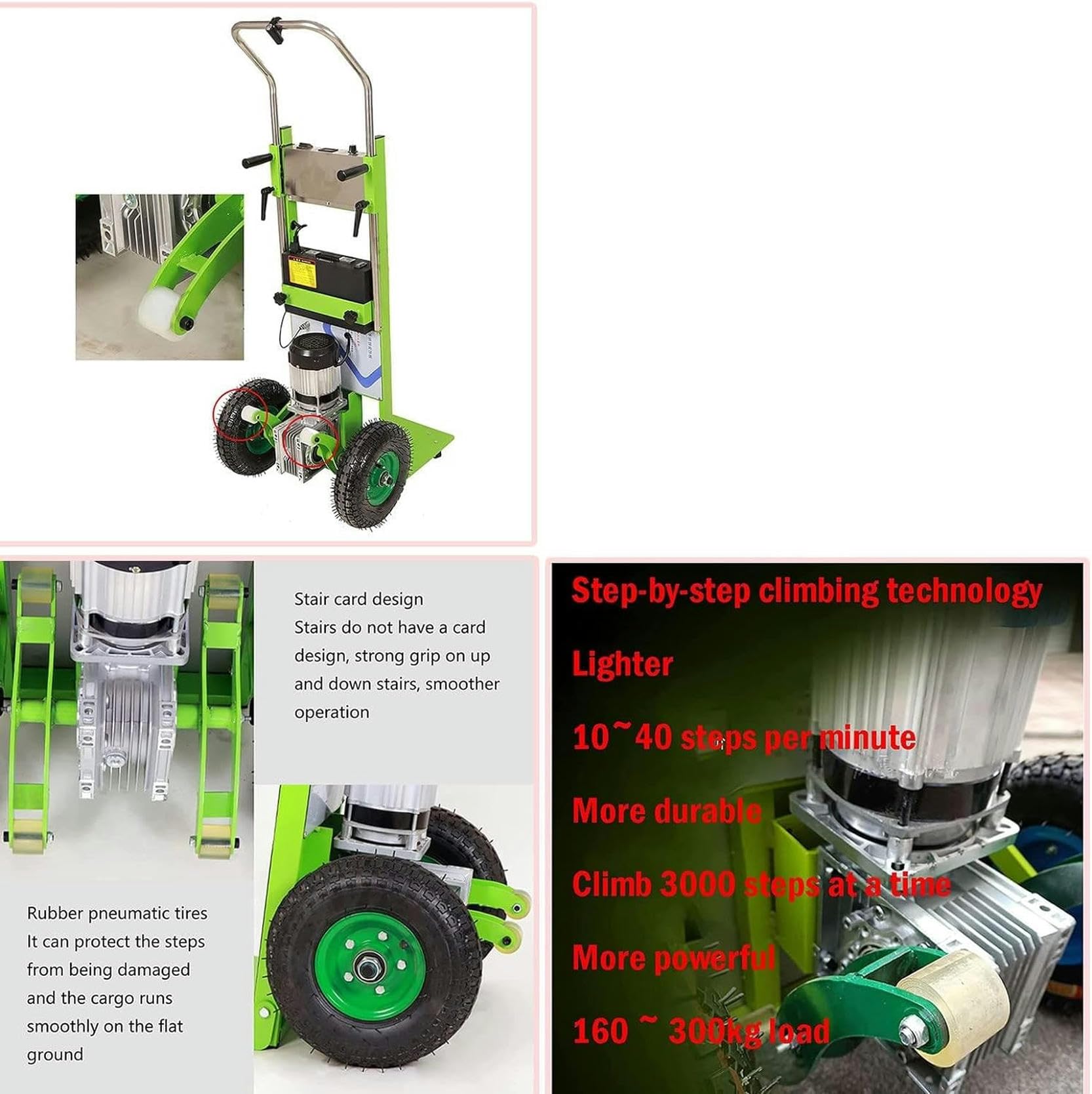 Sube-escaleras sobre orugas Silla de Ruedas Sube-escaleras eléctrica, Carretilla para Objetos Pesados, Motor sin escobillas, Batería extraíble (48 V/24 Ah), Capacidad de Carga 320 kg, Subir