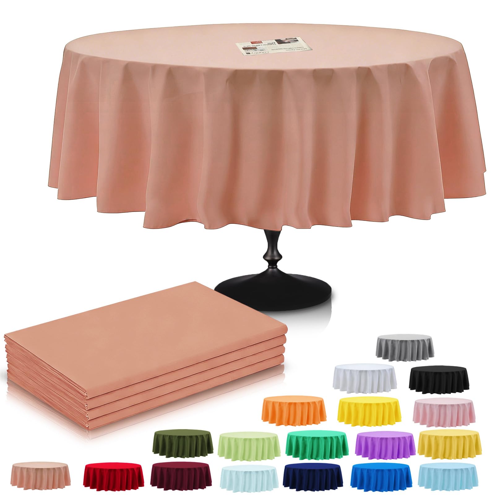 4Pack Plastic Rose Gold Table Cloth Party for Round Tables,213cm Decorative Paper Table Cloths for Parties Disposable,Rose Gold Party Decorations Table Cover for Picnic,Baby Shower,Birthday,Christmas