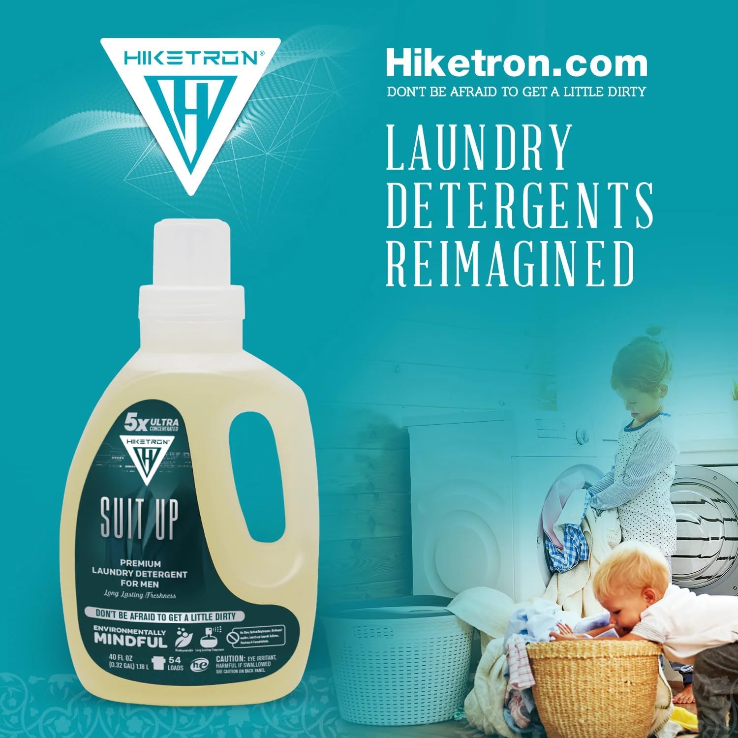 Hiketron Suit Up Liquid Laundry Detergent, 5x Ultra Concentrated, Tough Stains Remover, Long Lasting Masculine Scent (80 Fl Oz, Pack of 1)