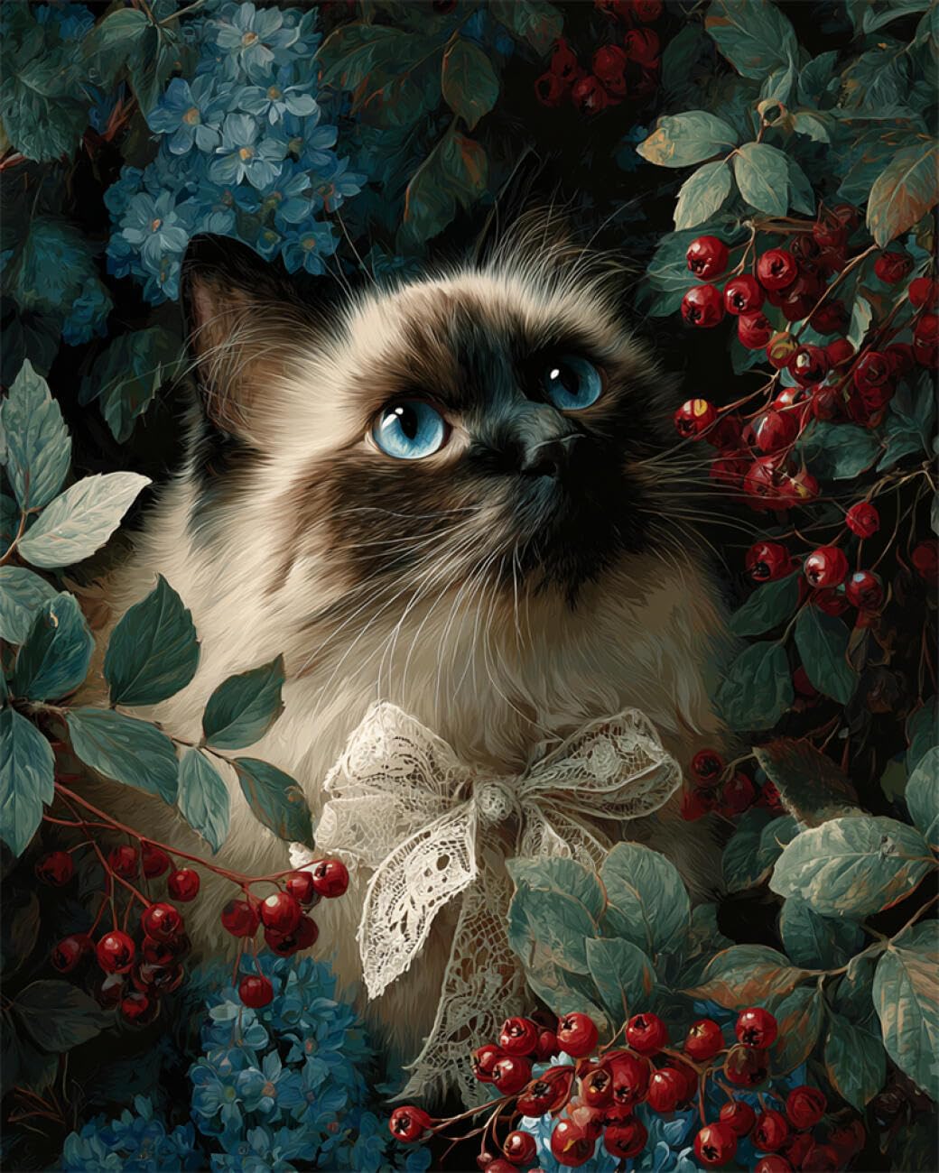 AYAOYANGGO Animal DIY Cross Stitch Kit with Beads Cats and Flowers Needlepoint Handcraft Kit DIY Beaded Painting 3D Tapestry Bead Cross Stitch Set 40x50cm